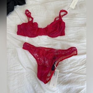 NWT Journelle Lace Bra and Thong set Pink size 32C and small